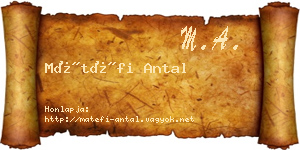 Mátéfi Antal névjegykártya